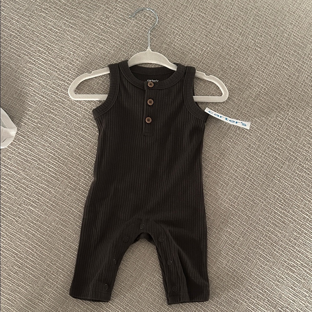 Dark grey carters Ribbed Baby Romper